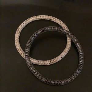 Pair of bangles - silver and gunmetal